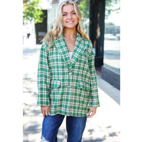 Entro Green and White Plaid Blazer - Picture 3 of 9